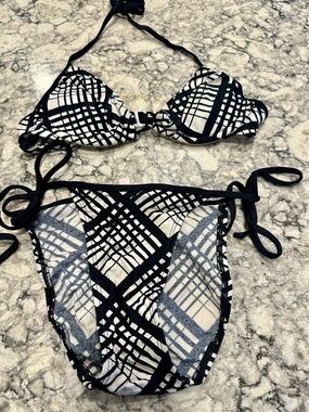Victoria's Secret Black and White Patterned Bikini Set